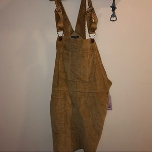 Tan Corduroy overall dress